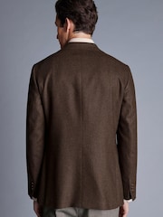 Charles Tyrwhitt Brown Luxury Italian Toffee Twill Slim Fit Jacket - Image 2 of 6