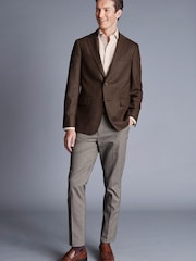 Charles Tyrwhitt Brown Luxury Italian Toffee Twill Slim Fit Jacket - Image 4 of 6