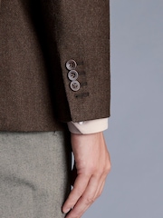Charles Tyrwhitt Brown Luxury Italian Toffee Twill Slim Fit Jacket - Image 6 of 6