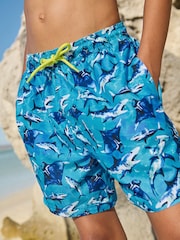 Blue Shark Printed Swim Shorts (3-16yrs) - Image 1 of 5