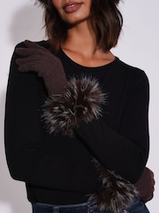 South Beach Brown Faux Fur Hat And Gloves Set - Image 4 of 4
