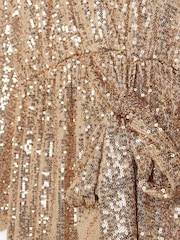 River Island Gold Sequin Kimono wrap Midi Dress - Image 5 of 5
