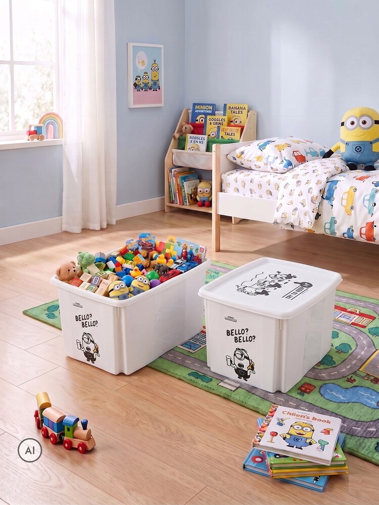 Keeeper 2 Pack Grey 30L Minions Turning Stacking Boxes - Image 2 of 6 Keeeper 2 Pack Grey 30L Minions Turning Stacking Boxes - Image 2 of 6