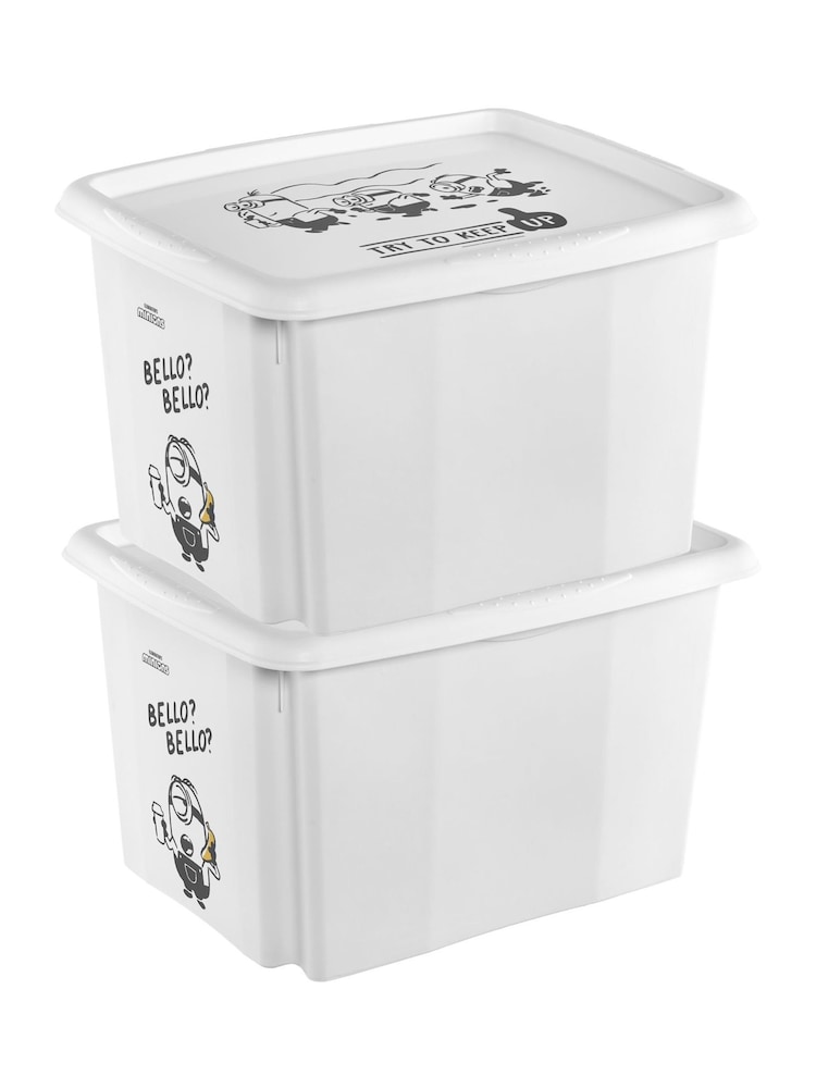 Keeeper 2 Pack Grey 30L Minions Turning Stacking Boxes - Image 6 of 6 Keeeper 2 Pack Grey 30L Minions Turning Stacking Boxes - Image 6 of 6