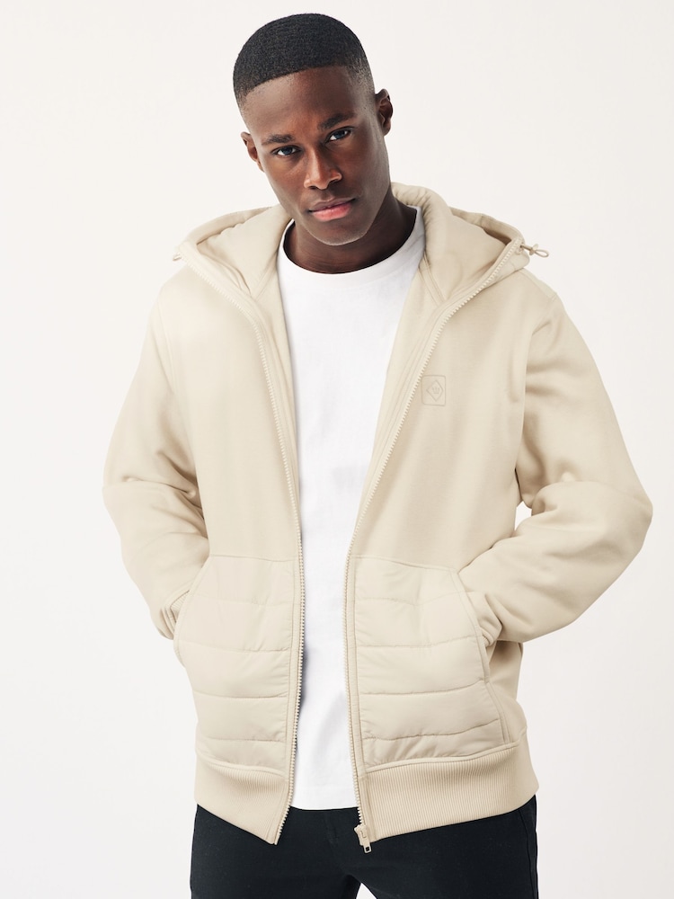 Ecru Cream Quilted Hybrid Zip-Through Jacket - Image 1 of 8