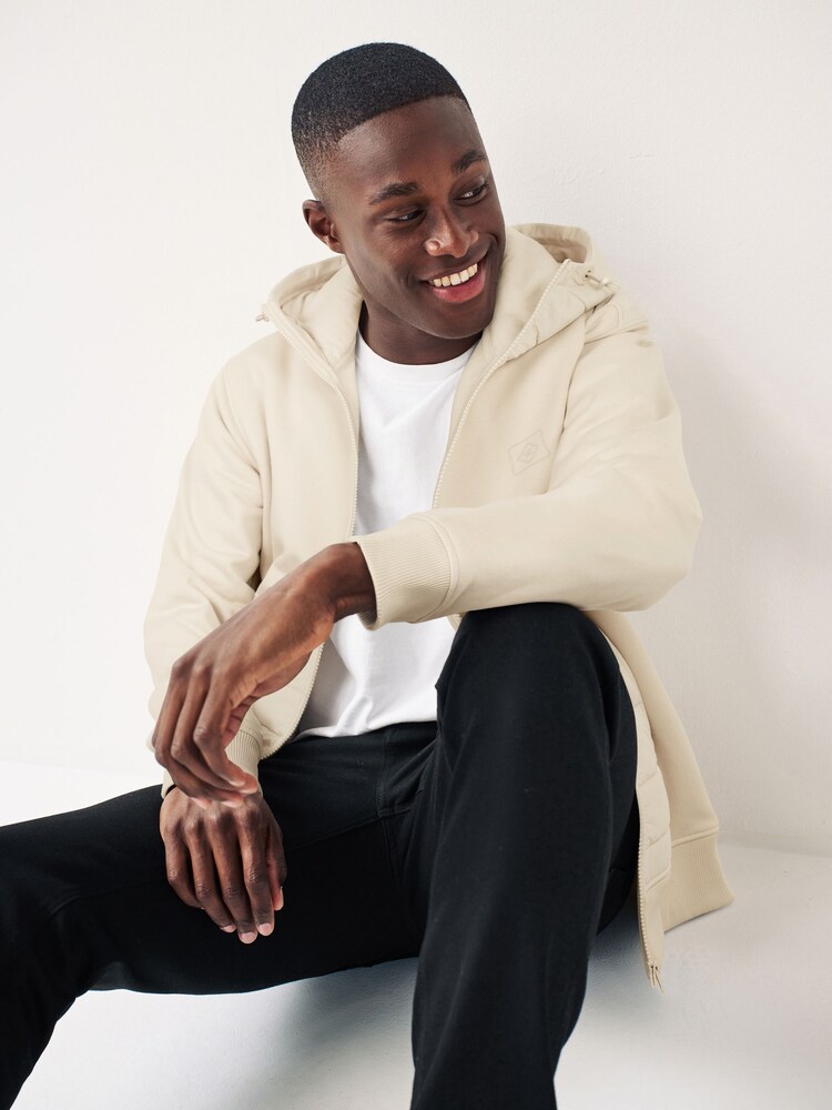 Ecru Cream Quilted Hybrid Zip-Through Jacket - Image 3 of 8