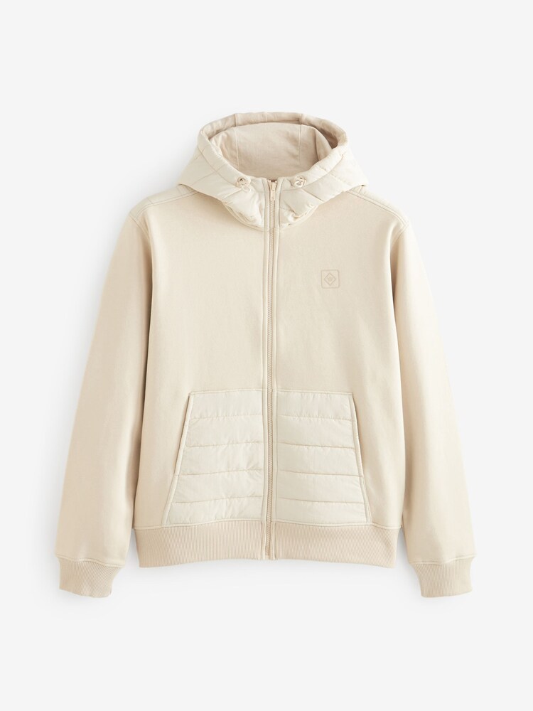 Ecru Cream Quilted Hybrid Zip-Through Jacket - Image 6 of 8