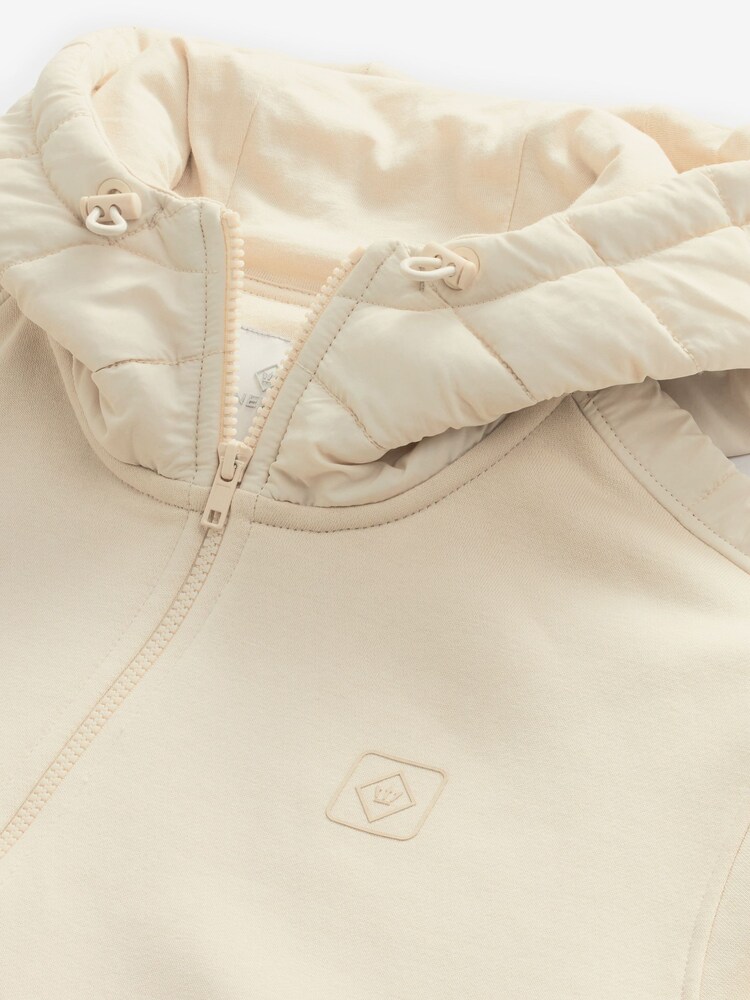 Ecru Cream Quilted Hybrid Zip-Through Jacket - Image 7 of 8