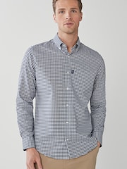 Navy Blue/White Gingham Easy Iron Button Down Oxford Shirt - Image 1 of 8