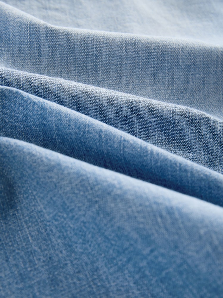 Mid Blue Embellished Oversized Denim 100% Cotton Shirt - Image 7 of 7