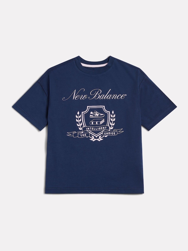 New Balance Blue Academy Crest Graphic T-Shirt - Image 1 of 3