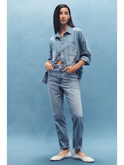 Mid Blue Mom Embellished 100% Cotton Jeans - Image 1 of 6