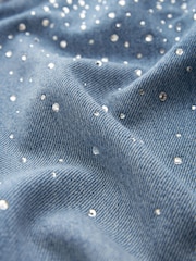 Mid Blue Mom Embellished 100% Cotton Jeans - Image 6 of 6