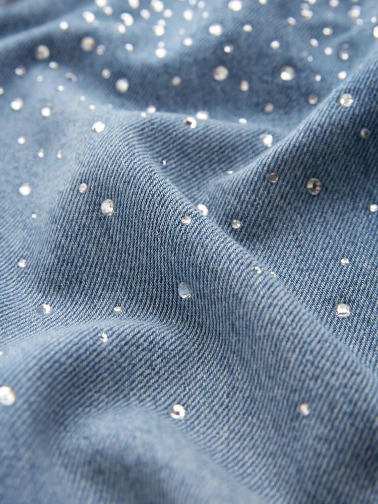 Mid Blue Mom Embellished 100% Cotton Jeans - Image 6 of 6