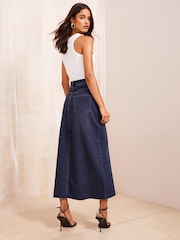 Friends Like These Ink Blue A Line Split Front Maxi Skirt - Image 3 of 4