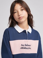New Balance Blue Contrast Panel Rugby Top - Image 4 of 8