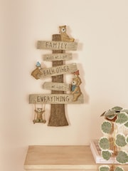 Wood Effect Bertie Bear Family Wall Art - Image 1 of 5