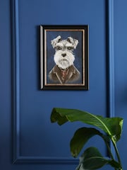 Blue Dressed Schnauzer Dog Framed Wall Art - Image 1 of 5