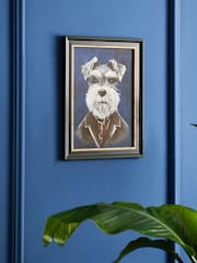Blue Dressed Schnauzer Dog Framed Wall Art - Image 2 of 5