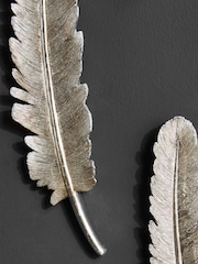 Set of 2 Silver Feather Wall Art - Image 3 of 5