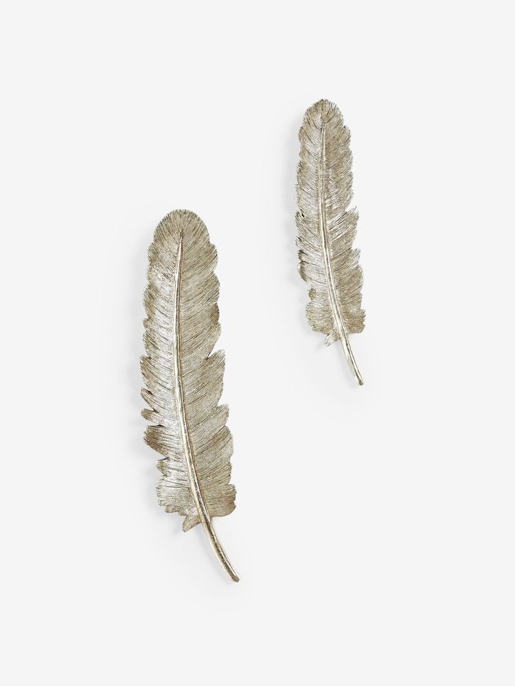 Set of 2 Silver Feather Wall Art - Image 4 of 5