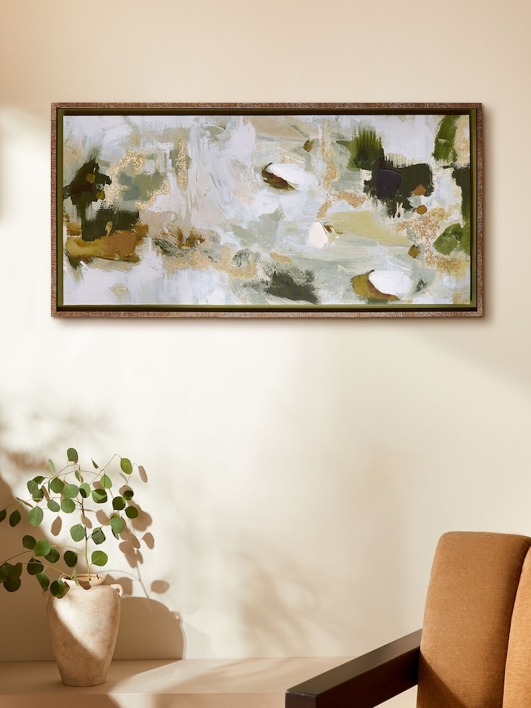 Green Abstract Framed Canvas Wall Art - Image 1 of 4