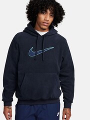 Nike Blue Sportswear Polar Fleece Hoodie - Image 1 of 8