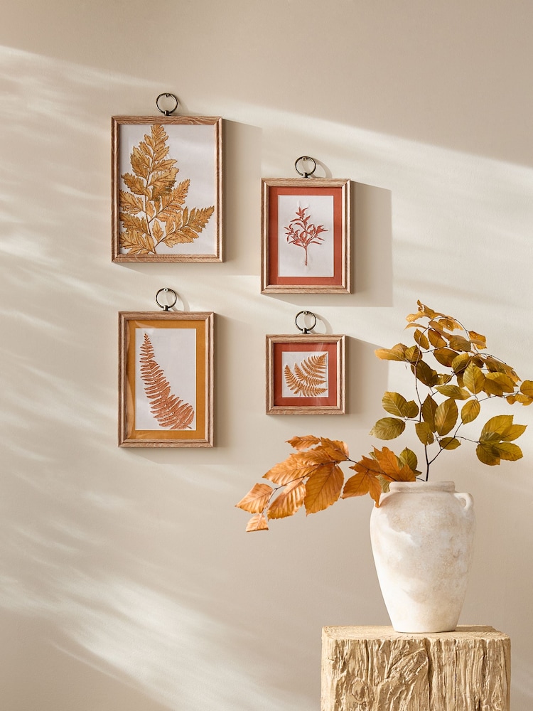 Set of 4 Orange Autumnal Botanical Framed Wall Art - Image 1 of 4