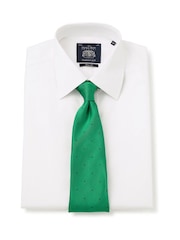 Savile Row Company Slim Fit Poplin Non Iron Double Cuff 100% Cotton White Shirt - Image 1 of 4