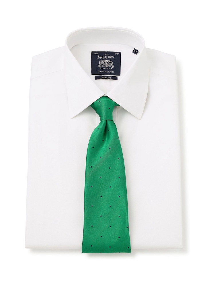 Savile Row Company Slim Fit Poplin Non Iron Double Cuff 100% Cotton White Shirt - Image 1 of 4