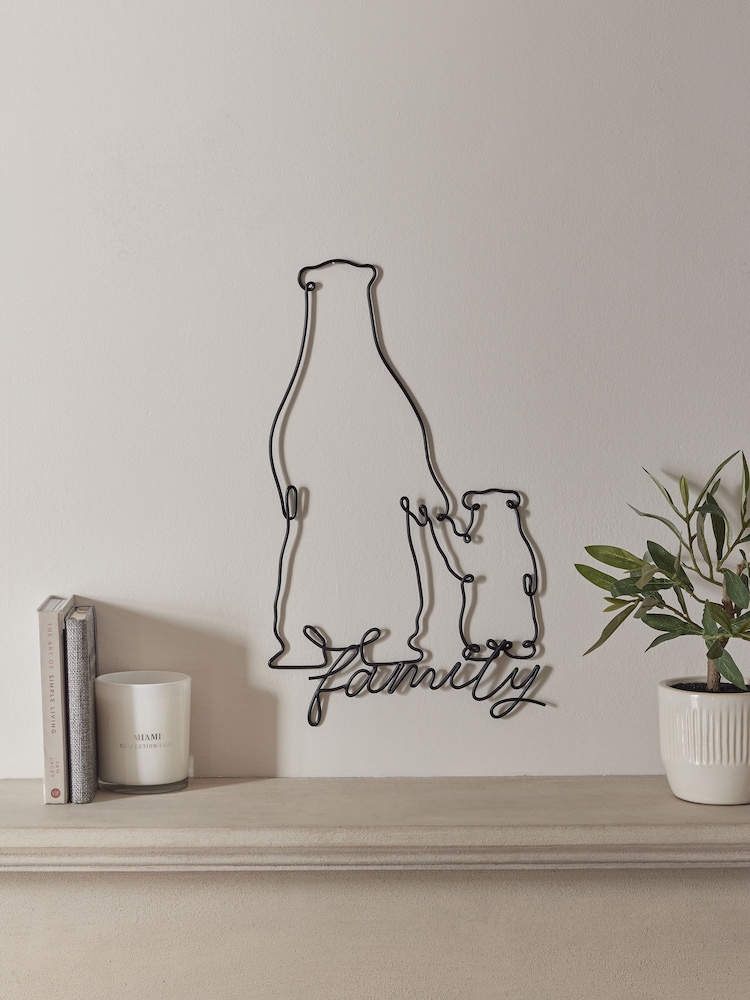Black Metal Family Bear Wall Art - Image 1 of 4