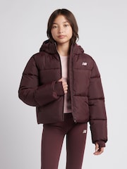 New Balance Brown Wide Baffle Puffer Coat - Image 1 of 9