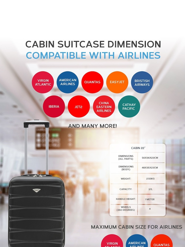 Flight Knight 56x36x23cm 4 Wheel ABS Hard Case Cabin Carry On Hand Luggage - Image 8 of 8