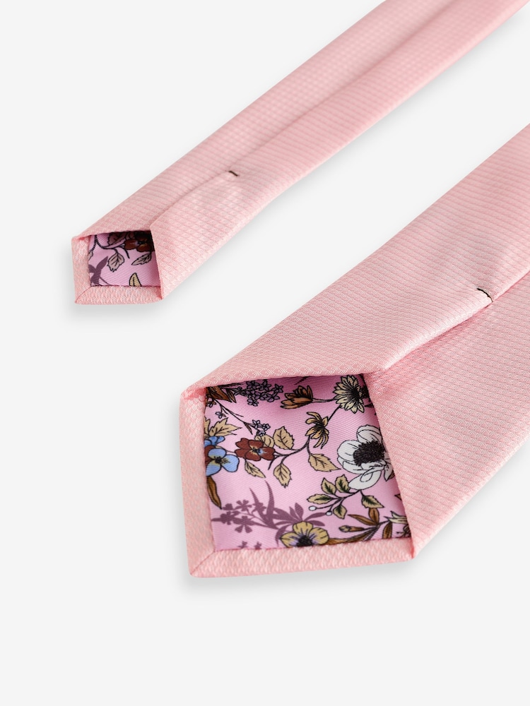Coral Pink Textured Tie - Image 3 of 3