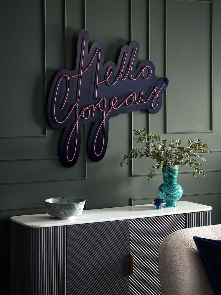 Black Pink Hello Gorgeous Plaque Wall Art - Image 2 of 6