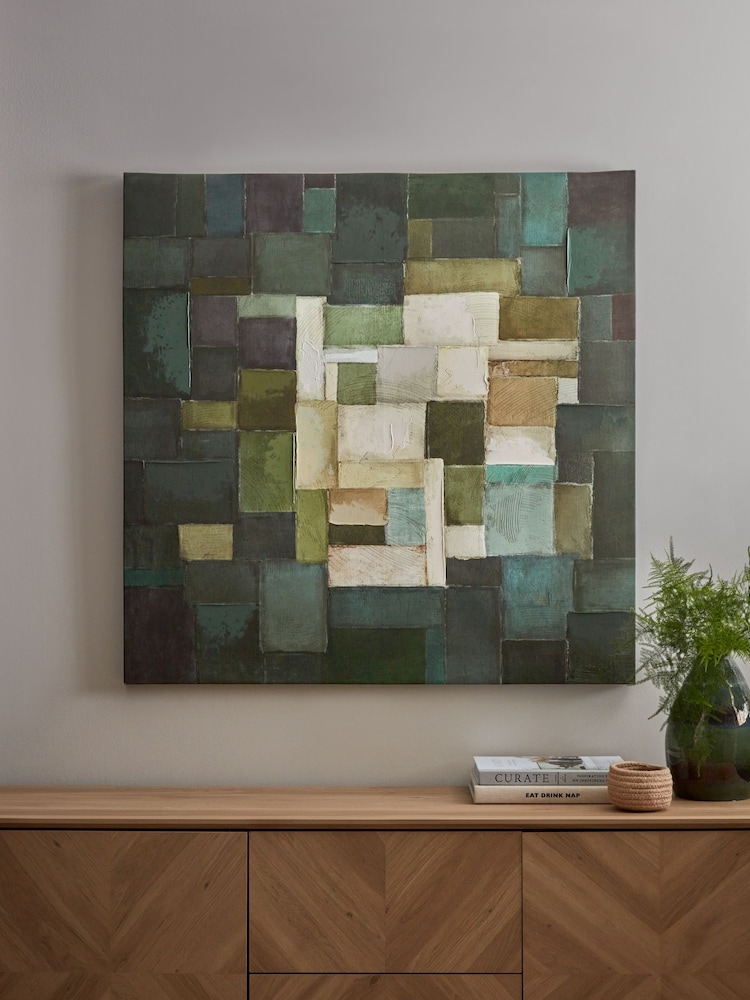 Green Abstract Canvas Wall Art - Image 1 of 6