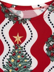 Chelsea Peers Red Recycled Fibre Wreath & Tree Stripe Print Dog Pyjamas - Image 4 of 4