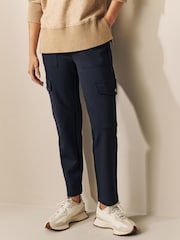 Navy Blue Ponte Cargo Trousers - Image 1 of 6