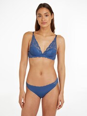 Niebieski - Koronkowy biustonosz Calvin Klein z głębokim dekoltem - Image 1 of 4