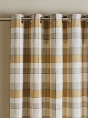 Catherine Lansfield Yellow Brushed 100% Cotton Thermal Check Eyelet Curtains - Image 1 of 4