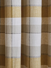 Catherine Lansfield Yellow Brushed 100% Cotton Thermal Check Eyelet Curtains - Image 3 of 4