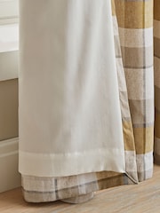 Catherine Lansfield Yellow Brushed 100% Cotton Thermal Check Eyelet Curtains - Image 4 of 4