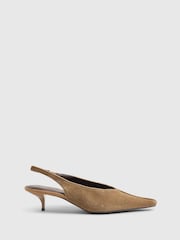 River Island Brown Suede Slingback Kitten Heels - Image 2 of 6