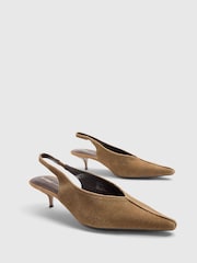 River Island Brown Suede Slingback Kitten Heels - Image 5 of 6