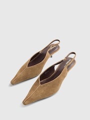 River Island Brown Suede Slingback Kitten Heels - Image 6 of 6
