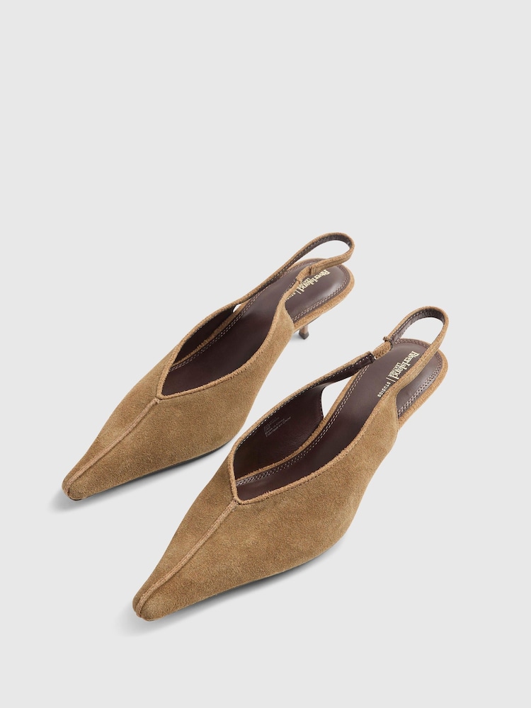 River Island Brown Suede Slingback Kitten Heels - Image 6 of 6 River Island Brown Suede Slingback Kitten Heels - Image 6 of 6