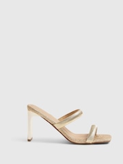 River Island Gold Double Band Heeled Sandals - Image 1 of 5