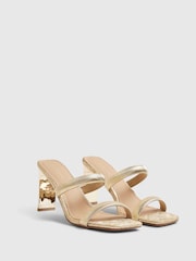 River Island Gold Double Band Heeled Sandals - Image 2 of 5