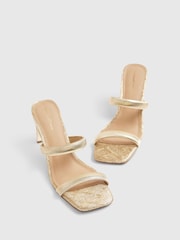 River Island Gold Double Band Heeled Sandals - Image 4 of 5