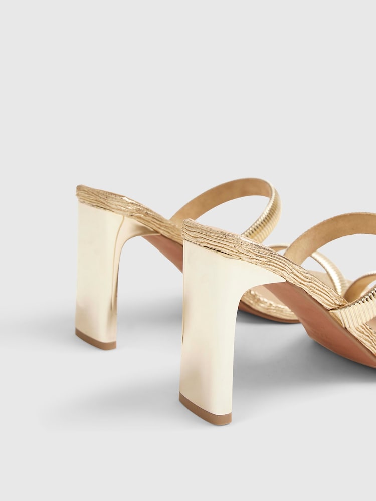 River Island Gold Double Band Heeled Sandals - Image 5 of 5 River Island Gold Double Band Heeled Sandals - Image 5 of 5